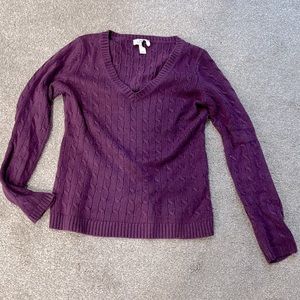 Ann Taylor Loft Medium Purple Cable Sweater